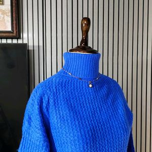 Blue Turtle Neck Woolen Pullover