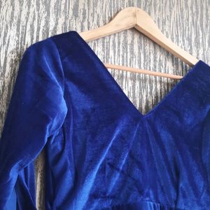 Blue Velvet Dress Bust 36 Length 35