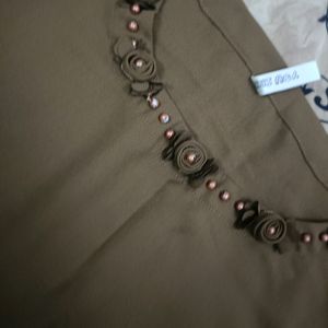 Stylish Brown Top In Xl Size With Beads