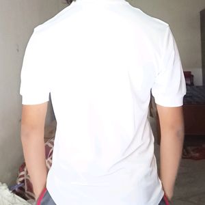 Men's White Polo T-shirt.