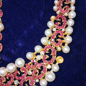 Dark Pink With Pearl Jewellery Set