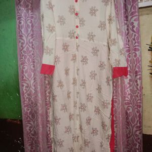 White & Pink Colour Kurti