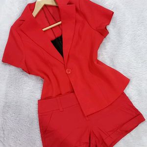 Hot RED blazer Coord Set