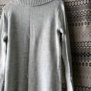 Grey LONG High Neck Sweater Dress