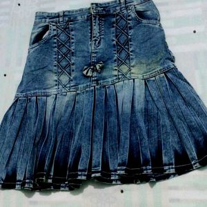 Denim Blue Slared Mini Skirt