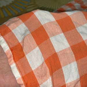 Pastel Orange And White Chequered Skirt