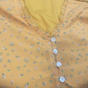 A Floral Yellow Summer Printed Dress