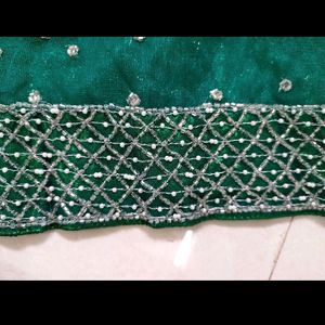 Bottle Green Saree