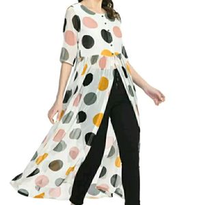 Casual Dot Printed Color Georgetee Long Dress