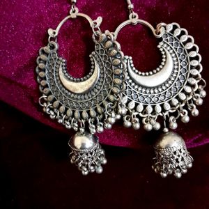 Oxidized Silver Jhumka Earring