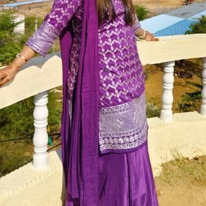 Heavy Silver Jari Work Kurti Garara Set