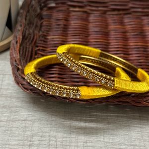 Golden Bangle With Yellow Thread