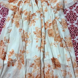 Beautiful Long Orange Floral Gown