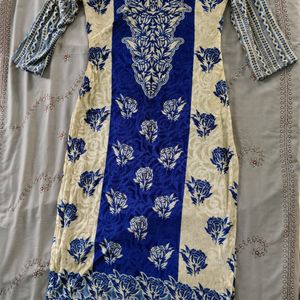 Straight Blue Velvet Kurta