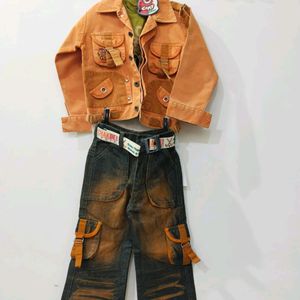 Boys 3 Piece Denim Jacket Set