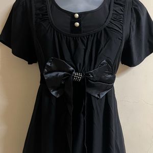 Korean Style One Piece With Bow On Waist🖤