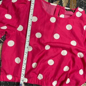 dressberry women pretty pink polka dotted top