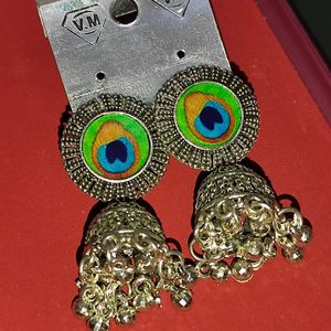 Peacock Oxidised Earrings