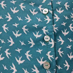 BLUE BIRD PRINT DRESS