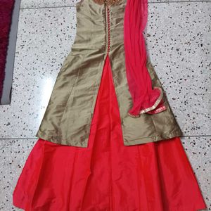 Front Cut Kurti Skirt Set