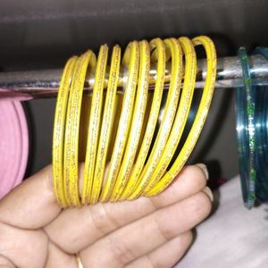 Yellow Glitter Bangles