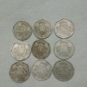 Old 1 Rupee Coin-9 Pcs