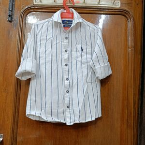 White Colour Fancy Lining Shirt For Kids