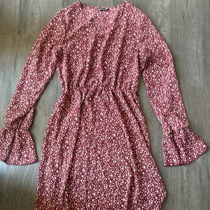 Red Ditsy Floral Dress