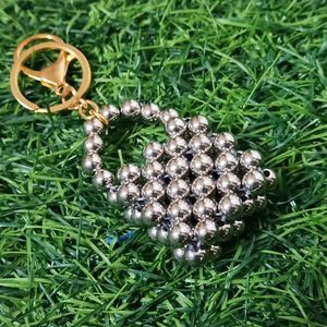 Silver Beaded Keychain