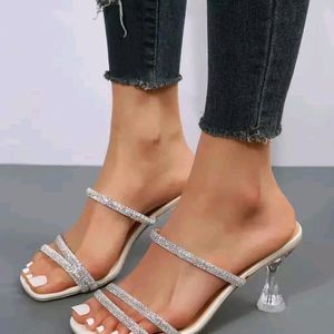 FQ White Chain Glass Heels