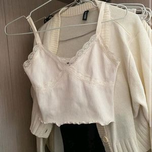 H&M Pinteresty Y2k Cottagecore Lace Trim Top