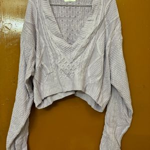 Korean Lavender Cropped Sweater