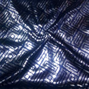 Navy Blue Silver Print Hosiery Fabric