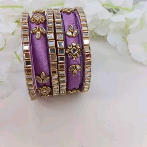 6 Bangles.. Kundan Silk Thread ...New