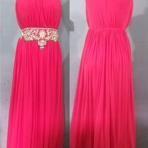 Red Chiffon Partywear Western Gown