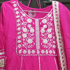 Rose Color Anarkali Set