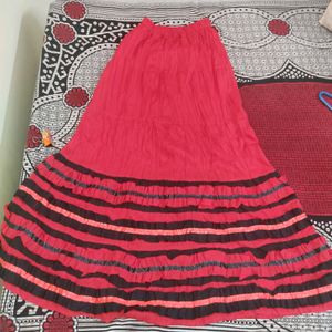 Beautiful Red  Frill Long Skirt With Retro Vibes.