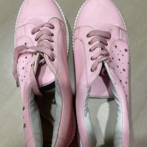 Pink Color Stylish Shoes With Star Design