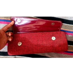 Maroon Clutch Decorated With Stone