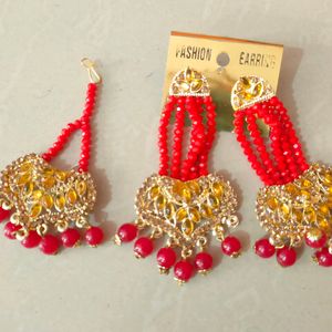 Traditional Earings With Bindi Set