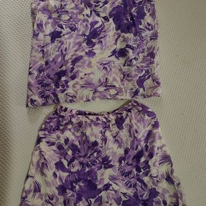 Aesthetic Sleeveless Lavender Night suit