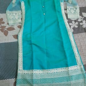 Sea Green Suit + Dupatta ( Net)