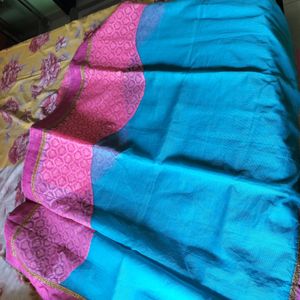 Unused Blue And Pink Saree