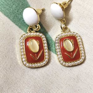 Vintage Tulip Red Enamel Drop earrings