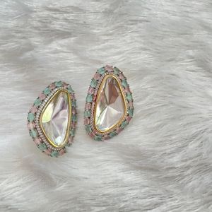 Big Kundan And Diamond Earrings