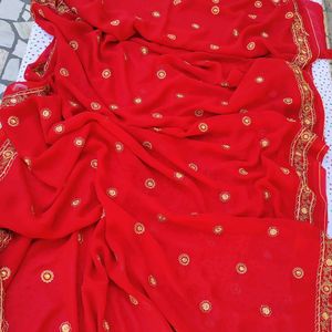 Deep Red Colour Saree