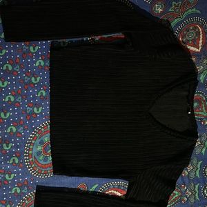 Velvet Striped Black Crop Top Size S