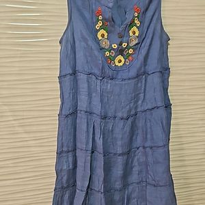 Branded Embroidered Blue Dress