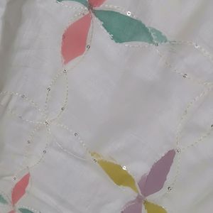 Embroidered White Pure Cotton Suit