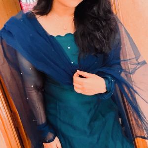 Teal blue Kurti set